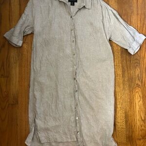 Linen Button-Up Shirt Dress